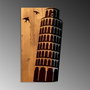 Wallity Torre de Pisa - Escultura de pared de madera y metal en Nogal y Negro